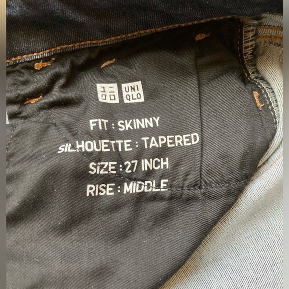 Uniqlo Skinny Tapered Jeans Zipper Ankle with Mid Rise Sz 27 Denim - Picture 4 of 6